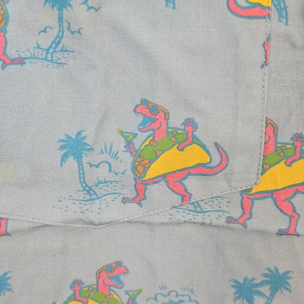 Tipsy Elves Tacosaurus Mens Medium Hawaiian Shirt T-Rex Dinosaurs Margaritas